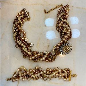 Gold chunky bracelet and necklace duo